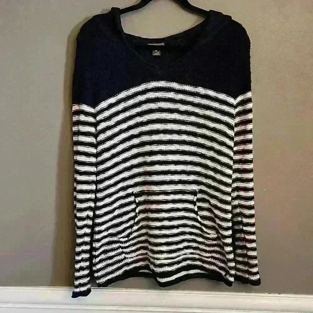 Eddie Bauer hooded striped sweater
